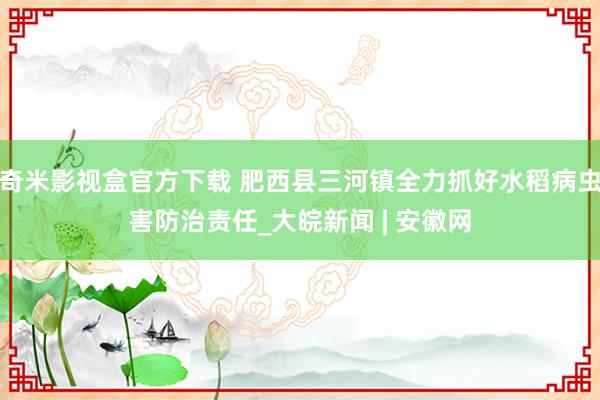 奇米影视盒官方下载 肥西县三河镇全力抓好水稻病虫害防治责任_大皖新闻 | 安徽网