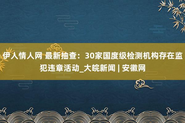 伊人情人网 最新抽查：30家国度级检测机构存在监犯违章活动_大皖新闻 | 安徽网