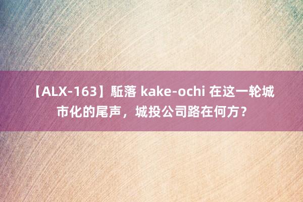 【ALX-163】駈落 kake-ochi 在这一轮城市化的尾声，城投公司路在何方？