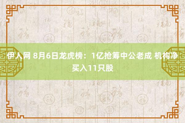 伊人网 8月6日龙虎榜：1亿抢筹中公老成 机构净买入11只股