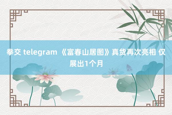 拳交 telegram 《富春山居图》真货再次亮相 仅展出1个月